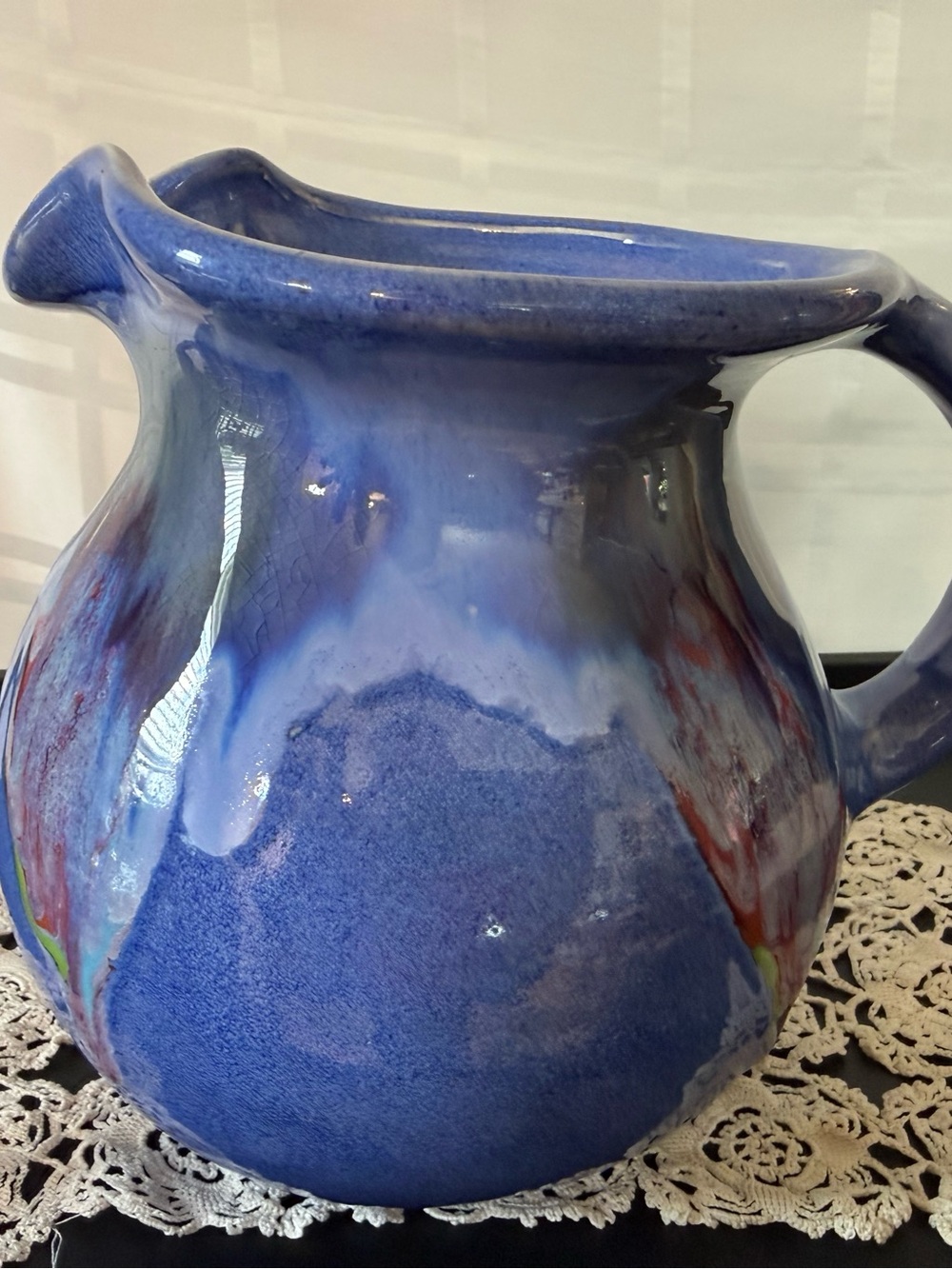 Blue Moon Vibrant & Abstract Pitcher by Lasser Ceramics in Vermont